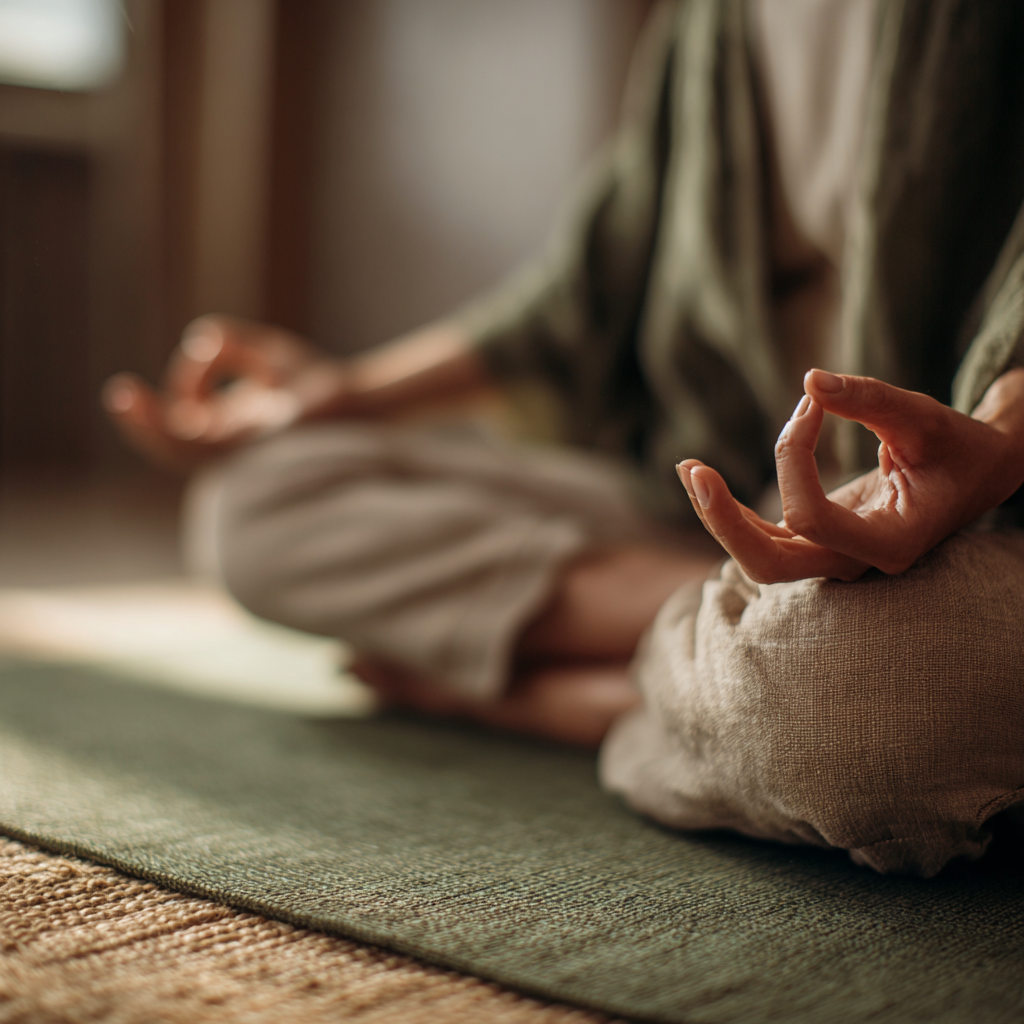 Йога клас в студії з природним освітленням